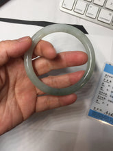Load image into Gallery viewer, 54mm certified Type A 100% Natural white oily light green gray( 淡油青) slim round cut Jadeite Jade bangle PB254-3708
