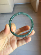 Load image into Gallery viewer, 56mm Certified Type A 100% Natural dark green/blue/gray Guatemala slim round cut Jadeite bangle PJ24-9694
