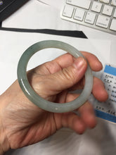Load image into Gallery viewer, 54mm certified Type A 100% Natural white oily light green gray( 淡油青) slim round cut Jadeite Jade bangle PB254-3708
