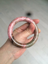 Load image into Gallery viewer, 55.5 100% natural red/pink/black/gray chubby round cut rose stone (Rhodonite) bangle SY23
