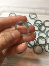 Load image into Gallery viewer, 17.9mm size 7 3/4 100% natural type A icy watery green/blue slim style Guatemala jadeite jade band ring group PE82
