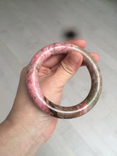 Load image into Gallery viewer, 55.5 100% natural red/pink/black/gray chubby round cut rose stone (Rhodonite) bangle SY23
