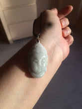 Load image into Gallery viewer, 39mm 100% natural light green/white Guanyin jadeite jade pendant/hand held BF91
