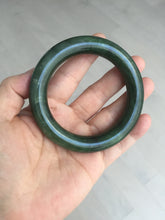 Load image into Gallery viewer, 55mm 100% Natural dark green(碧玉) black round cut nephrite Jade bangle HE104-0127
