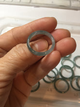 Load image into Gallery viewer, 17.9mm size 7 3/4 100% natural type A icy watery green/blue slim style Guatemala jadeite jade band ring group PE82
