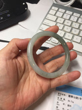 Load image into Gallery viewer, 54mm certified Type A 100% Natural white oily light green gray( 淡油青) slim round cut Jadeite Jade bangle PB254-3708
