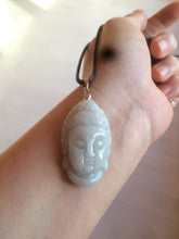 Load image into Gallery viewer, 39mm 100% natural light green/white Guanyin jadeite jade pendant/hand held BF91
