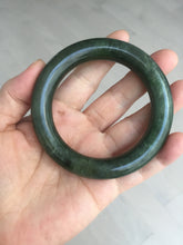 Load image into Gallery viewer, 55mm 100% Natural dark green(碧玉) black round cut nephrite Jade bangle HE104-0127
