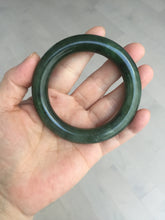 Load image into Gallery viewer, 55mm 100% Natural dark green(碧玉) black round cut nephrite Jade bangle HE104-0127
