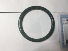 Load image into Gallery viewer, 56.8mm Certified Type A 100% Natural dark green/blue/gray with Guatemala slim round cut Jadeite bangle PH23-2343 56.8/5.8/5.7mm
