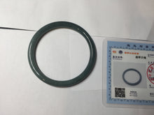 Load image into Gallery viewer, 56.8mm Certified Type A 100% Natural dark green/blue/gray with Guatemala slim round cut Jadeite bangle PH23-2343 56.8/5.8/5.7mm
