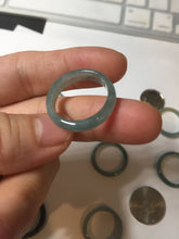 Load image into Gallery viewer, 17.9mm 7 3/4 100% natural type A icy watery green/blue Guatemala jadeite jade band ring group  BP76
