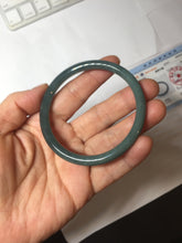 Load image into Gallery viewer, 56.8mm Certified Type A 100% Natural dark green/blue/gray with Guatemala slim round cut Jadeite bangle PH23-2343 56.8/5.8/5.7mm
