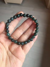 Load image into Gallery viewer, 6.8mm size 50-55mm 100% natural type A icy watery dark green/blue/gray jadeite jade beads bracelet PB80
