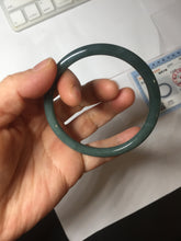 Load image into Gallery viewer, 56.8mm Certified Type A 100% Natural dark green/blue/gray with Guatemala slim round cut Jadeite bangle PH23-2343 56.8/5.8/5.7mm
