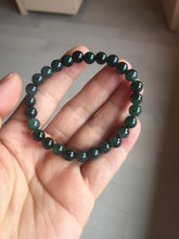 Load image into Gallery viewer, 6.8mm size 50-55mm 100% natural type A icy watery dark green/blue/gray jadeite jade beads bracelet PB80
