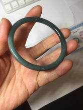 Load image into Gallery viewer, 56.8mm Certified Type A 100% Natural dark green/blue/gray with Guatemala slim round cut Jadeite bangle PH23-2343 56.8/5.8/5.7mm
