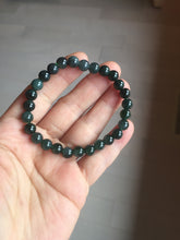 Load image into Gallery viewer, 6.8mm size 50-55mm 100% natural type A icy watery dark green/blue/gray jadeite jade beads bracelet PB80
