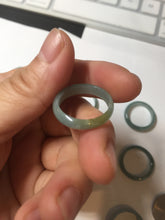 Load image into Gallery viewer, 17.9mm 7 3/4 100% natural type A icy watery green/blue Guatemala jadeite jade band ring group  BP76
