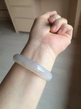 Load image into Gallery viewer, 52.2mm 100% natural icy light pale pink/white agate carved cat paws bangle SY57
