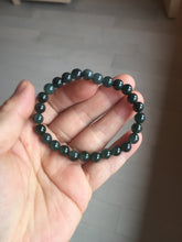Load image into Gallery viewer, 6.8mm size 50-55mm 100% natural type A icy watery dark green/blue/gray jadeite jade beads bracelet PB80
