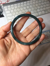Load image into Gallery viewer, 61.2mm Certified Type A 100% Natural dark green/blue/gray with Guatemala slim round cut Jadeite bangle PH24-2339
