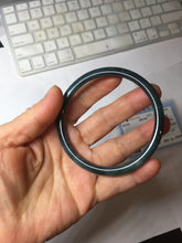 Load image into Gallery viewer, 61.2mm Certified Type A 100% Natural dark green/blue/gray with Guatemala slim round cut Jadeite bangle PH24-2339
