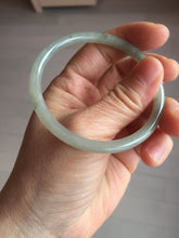Load image into Gallery viewer, 54.8mm Certified type A 100% Natural light green gray black slim round cut Jadeite bangle PA187-2472
