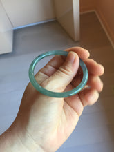 Load image into Gallery viewer, 50.5mm Certified Type A 100% Natural dark green blue gray black slim round cut Guatemala Jadeite bangle PJ21-2587
