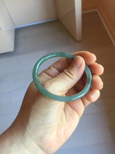 Load image into Gallery viewer, 50.5mm Certified Type A 100% Natural dark green blue gray black slim round cut Guatemala Jadeite bangle PJ21-2587
