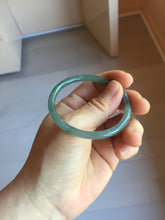 Load image into Gallery viewer, 50.5mm Certified Type A 100% Natural dark green blue gray black slim round cut Guatemala Jadeite bangle PJ21-2587
