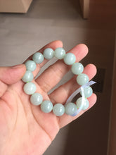Load image into Gallery viewer, 12mm size 50-54mm 100% natural type A light green white jadeite jade beads bracelet AZ191
