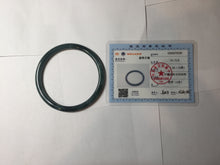 Load image into Gallery viewer, 61.2mm Certified Type A 100% Natural dark green/blue/gray with Guatemala slim round cut Jadeite bangle PH24-2339
