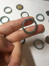 Load image into Gallery viewer, 17.9mm 7 3/4 100% natural type A icy watery green/blue Guatemala jadeite jade band ring group  BP76
