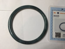 Load image into Gallery viewer, 61.2mm Certified Type A 100% Natural dark green/blue/gray with Guatemala slim round cut Jadeite bangle PH24-2339
