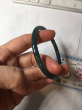 Load image into Gallery viewer, 61.2mm Certified Type A 100% Natural dark green/blue/gray with Guatemala slim round cut Jadeite bangle PH24-2339
