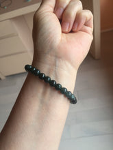 Load image into Gallery viewer, 6.8mm size 50-55mm 100% natural type A icy watery dark green/blue/gray jadeite jade beads bracelet PB80
