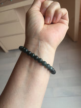 Load image into Gallery viewer, 6.8mm size 50-55mm 100% natural type A icy watery dark green/blue/gray jadeite jade beads bracelet PB80
