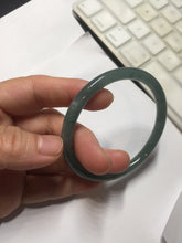 Load image into Gallery viewer, 55.5mm Type A 100% Natural dark green/blue/gray/black Guatemala slim round cut Jadeite bangle PJ102
