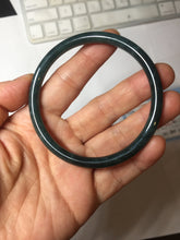 Load image into Gallery viewer, 59mm Certified Type A 100% Natural dark green/blue/gray with Guatemala slim round cut Jadeite bangle PH25-2342
