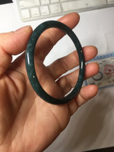 Load image into Gallery viewer, 59mm Certified Type A 100% Natural dark green/blue/gray with Guatemala slim round cut Jadeite bangle PH25-2342
