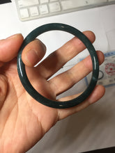 Load image into Gallery viewer, 59mm Certified Type A 100% Natural dark green/blue/gray with Guatemala slim round cut Jadeite bangle PH25-2342
