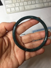 Load image into Gallery viewer, 59mm Certified Type A 100% Natural dark green/blue/gray with Guatemala slim round cut Jadeite bangle PH25-2342
