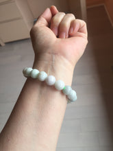 Load image into Gallery viewer, 10.5mm size 52-60mm 100% natural type A white green purple jadeite jade beads bracelet PB83
