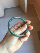 Load image into Gallery viewer, 56mm Certified Type A 100% Natural dark green/blue/gray Guatemala slim round cut Jadeite bangle PJ20-9698
