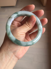 Load image into Gallery viewer, 57.5mm certified 100% natural Type A watermelon-rind green white Cool White Base with Misty Green Patches jadeite bangle PE17-2123

