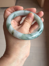 Load image into Gallery viewer, 57.5mm certified 100% natural Type A watermelon-rind green white Cool White Base with Misty Green Patches jadeite bangle PE17-2123
