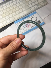 Load image into Gallery viewer, 54.8mm Certified Type A 100% Natural dark green/blue/gray with Guatemala slim round cut Jadeite bangle PJ103-5627

