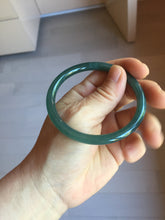 Load image into Gallery viewer, 56mm Certified Type A 100% Natural dark green/blue/gray Guatemala slim round cut Jadeite bangle PJ20-9698
