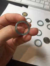 Load image into Gallery viewer, 17.9mm 7 3/4 100% natural type A icy watery green/blue Guatemala jadeite jade band ring group  BP76
